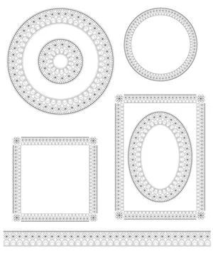 Black and white  decorative elements, borders and lines in ethnic style Stock Illustration