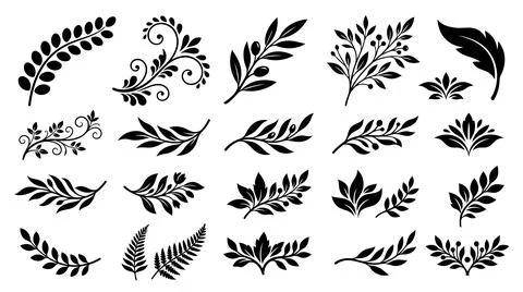 Black and white decorative leaf pattern design Stock Illustration