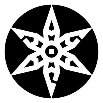 Black and white decorative star flower emblem icon Stock Illustration
