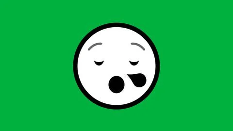 Black and white Deep sleeping emoji expression on green background Stock-Illustration