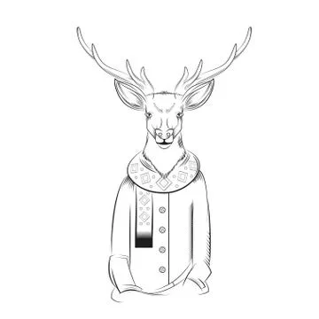 Black and white deer Stock Illustration