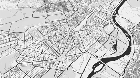 Black and white Delhi map background loop Stock Footage 242877944