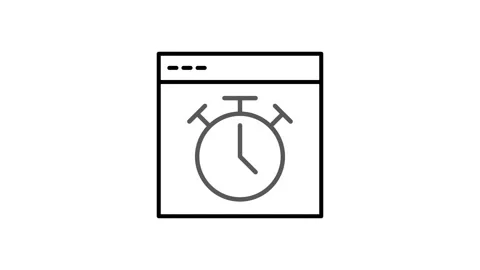 Black and white depiction of a clock on a computer, emphasizing the time in.. Video stock 332853558