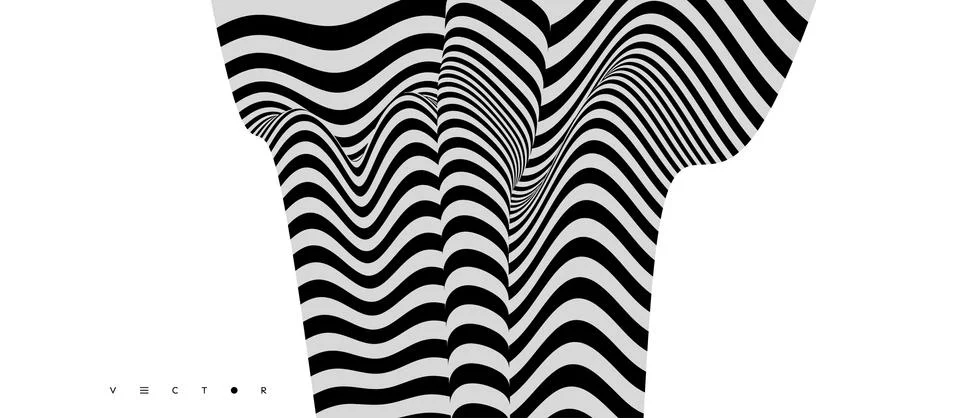 Black and white design. Pattern with optical illusion. Abstract 3D geometrica Stock Illustration