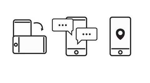 Black and White Device Icon Set. Illustrazione stock