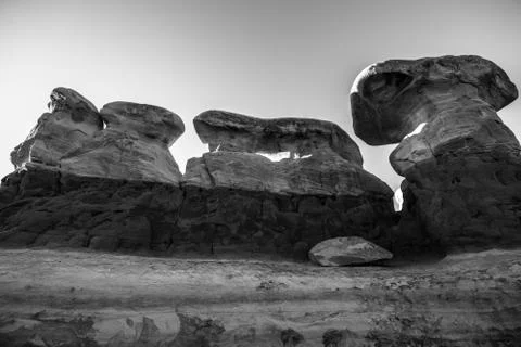 Black and White Devils Garden Escalante at Sunrise Stock Photos