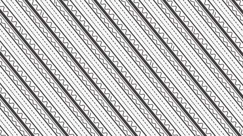 Black And White Diagonal Geometric Pattern With Zigzag Lines Seamless Triba.. Stock Illustration