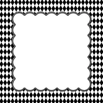 Black and White Diamond Background with Embroidery Stock Illustration