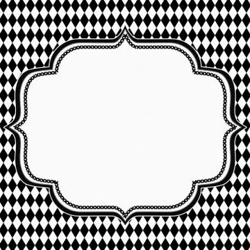 Black and White Diamond Background with Embroidery Stock Illustration