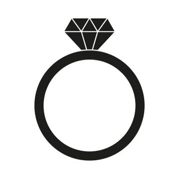 Black and white diamond ring silhouette Stock Illustration