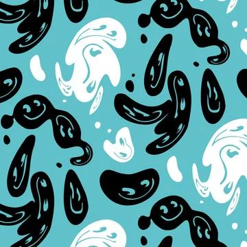 Black and white distorted emoticon pattern template Stock Illustration