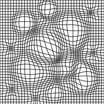 Black and white distorted grid seamless pattern. Vector illustration. Deforn 스톡 일러스트