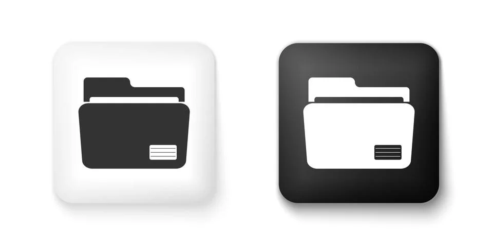 Black and white Document folder icon isolated on white background. Accounting 스톡 일러스트