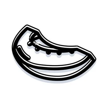 Black and white doodle melon fruit slice icon Stock Illustration