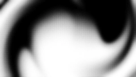 Black and white dot halftone create swirling patterns forming abstract shapes Vidéo 296238139