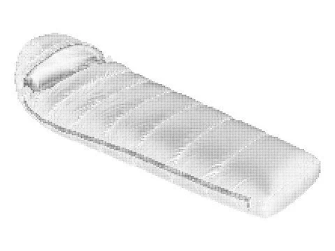 Black and white dotted halftone sleeping bag on white background for campin.. Stock Illustration