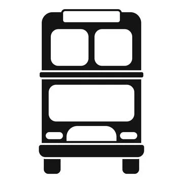 Black and white double decker bus front view icon Stock Illustration