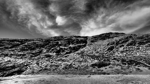 Black And White Dramatic Seascape And Skies On Kea Island Greece Stock-Fotos