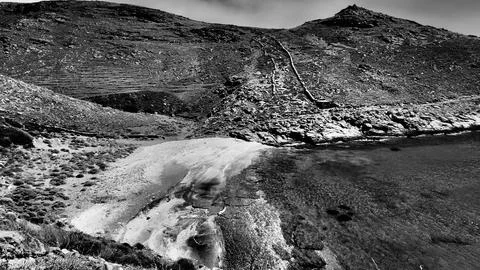 Black And White Dramatic Seascape And Skies On Kea Island Greece Фото