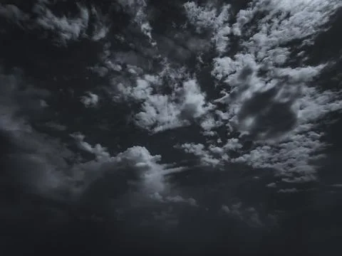 Black and white dramatic sky with dark clouds Stock Photos