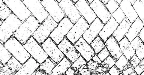 A black and white drawing of a brick wall, a brick wall of Grunge texture Stock Illustration