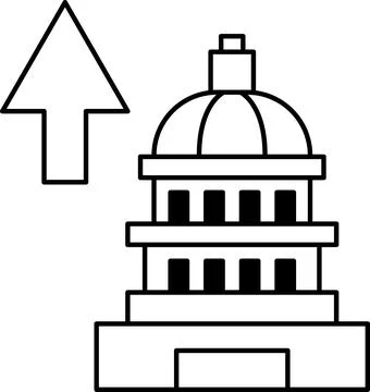 A black and white drawing of a building with a dome Ilustración de archivo