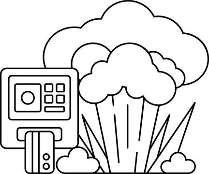 A black and white drawing of a camera with a card reader Stock Illustration