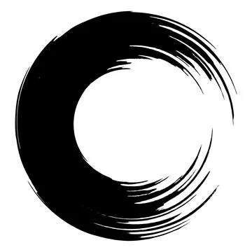 A black and white drawing of a circular shape vector brush stroke Stock Illustration
