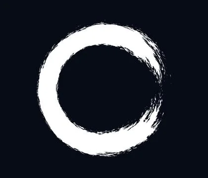 A black and white drawing of a circular shape vector brush stroke Stock Illustration