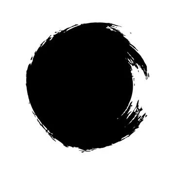 A black and white drawing of a circular shape vector brush stroke Stock Illustration