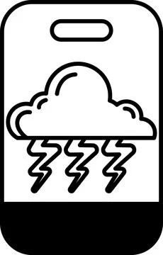 A black and white drawing of a cloud with lightning bolts Illustrazione stock