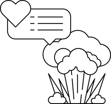 A black and white drawing of a cloud with a heart in the middle Stock Illustration