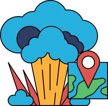 A black and white drawing of a cloud with a map of a city in the background Stock Illustration