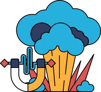 A black and white drawing of a cloud with a large white object in the middle 스톡 일러스트