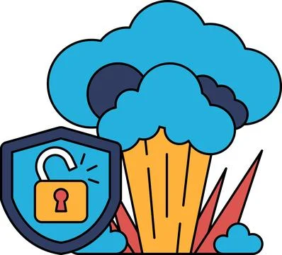 A black and white drawing of a cloud with a lock on it Illustrazione stock