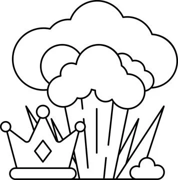 A black and white drawing of a cloud with a crown on top of it イラスト素材