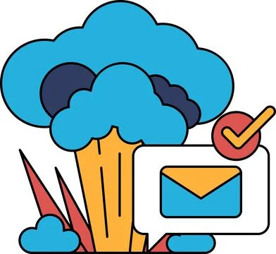 A black and white drawing of a cloud with a large green broccoli in the middl Stock Illustration