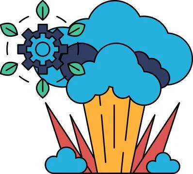 A black and white drawing of a cloud with a snowflake on it Stock Illustration