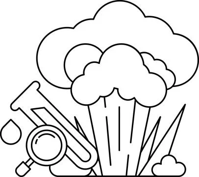 A black and white drawing of a cloud with a camera Stock Illustration