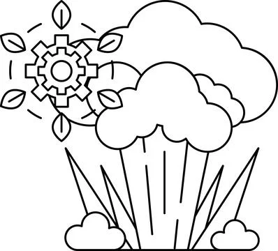 A black and white drawing of a cloud with a snowflake on it イラスト素材
