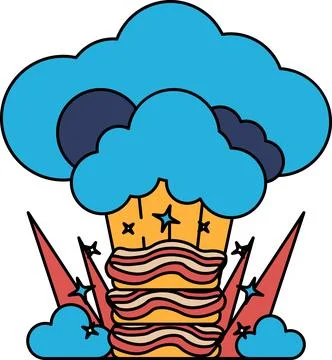 A black and white drawing of a cloud with a star and a lightning bolt イラスト素材