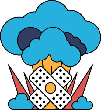 A black and white drawing of a cloud with a bandage on it Stock Illustration