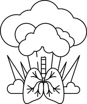 A black and white drawing of a cloud with a large white circle in the middle Stock Illustration