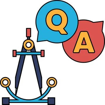 A black and white drawing of a compass and a question mark Stock Illustration
