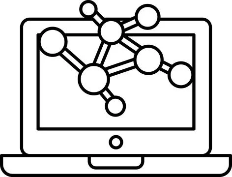 A black and white drawing of a computer screen with a lot of small circles .. Stock Illustration