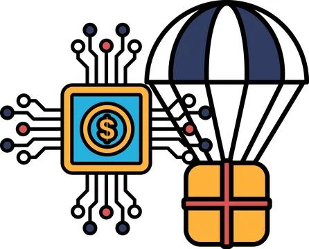 A black and white drawing of a computer chip and a dollar sign Stock Illustration