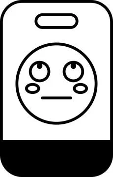 A black and white drawing of a face with a frowning expression Stock Illustration