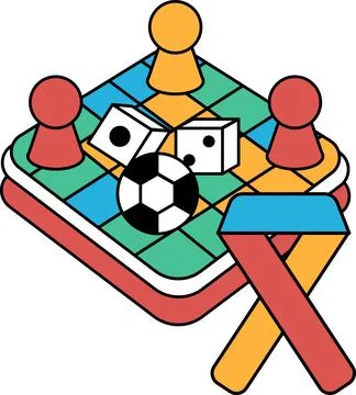 A black and white drawing of a game of checkers with a soccer ball Stock Illustration