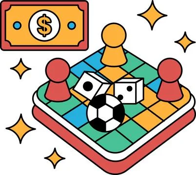 A black and white drawing of a game of checkers with a soccer ball Stock Illustration