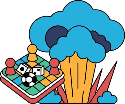A black and white drawing of a group of people playing a game of checkers Stock Illustration